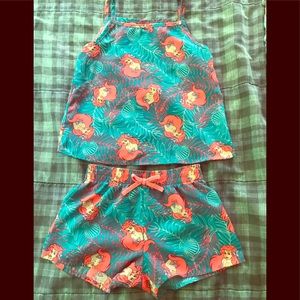 Disney Little Mermaid Summer PJs Set, Size S/6-6x